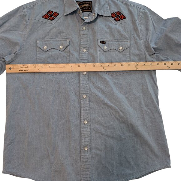 Howler Bros Shirt Mens Medium Blue Denim Chambray Western Pearl Snap Guacho - Picture 5 of 8